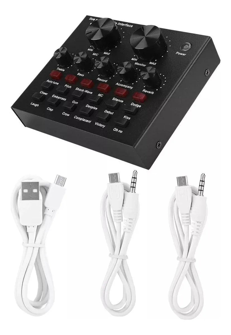 Interfaz Mezclador De Audio Externo Usb Tarjeta De Sonido V8