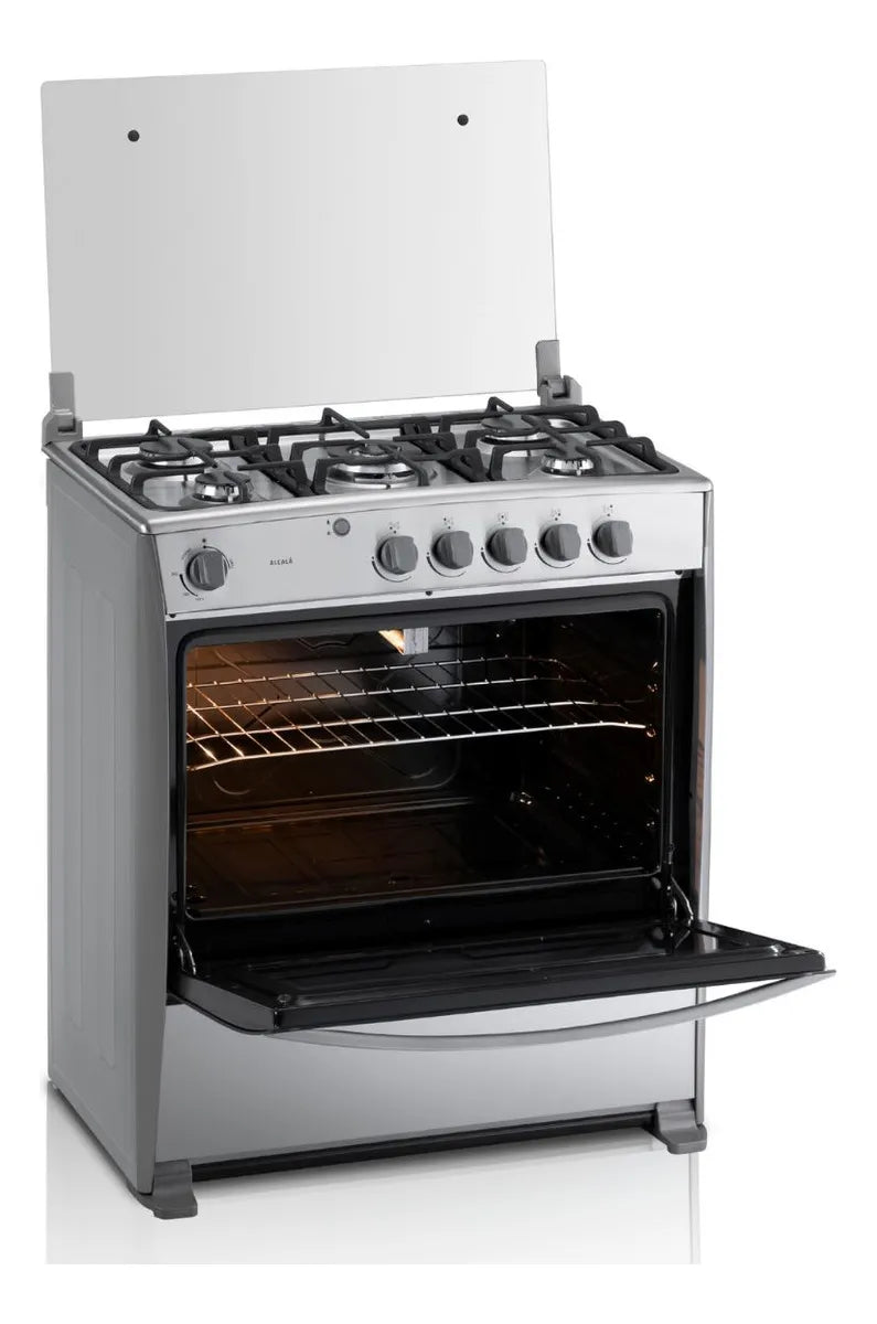 Estufa De Piso Indurama Alcala 32 Horno Grill 5 Puestos Color Gris