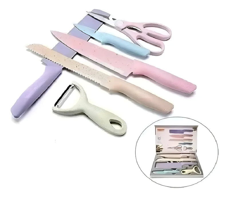 Set De Cuchillos Colores Pastel X6 Piezas Color Tonos pasteles