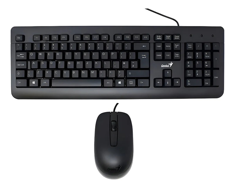 Kit de teclado y mouse Alámbrico Genius KM-160 de color negro- En español