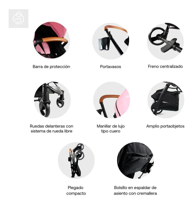 Coche De Bebé Bebesit Gold Lx Tipo Moisés Rosado Chasis Negro