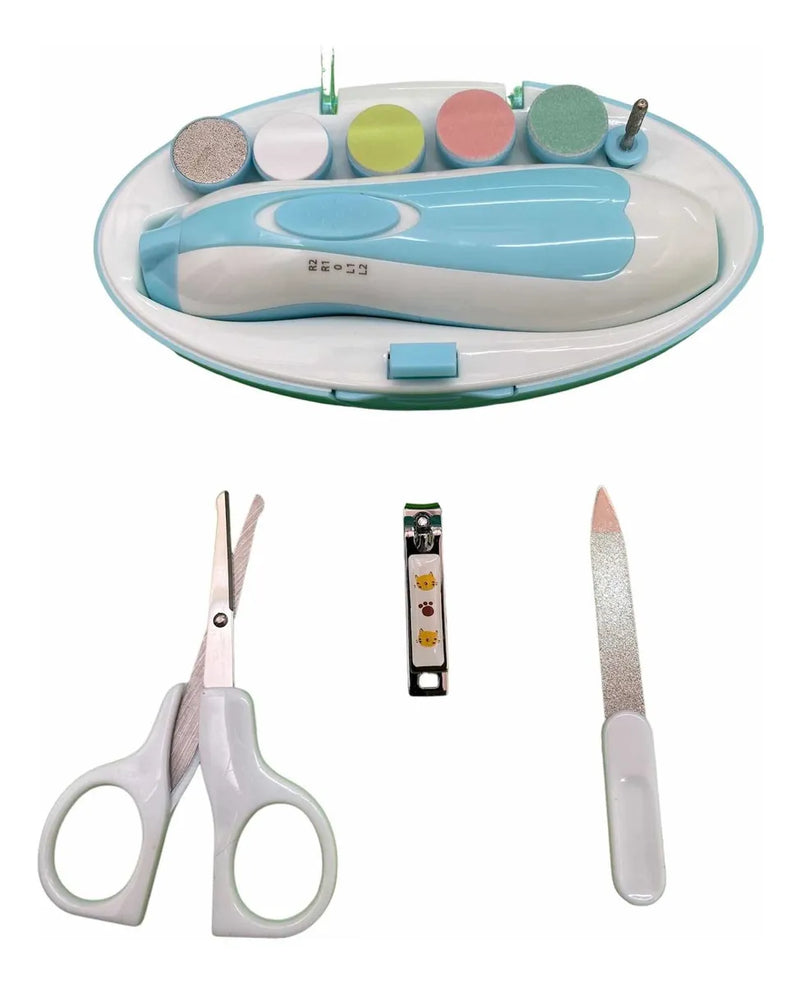 Set Manicure Completo Para Bebes Con Limas, Cortauña, Tijera Azul Claro