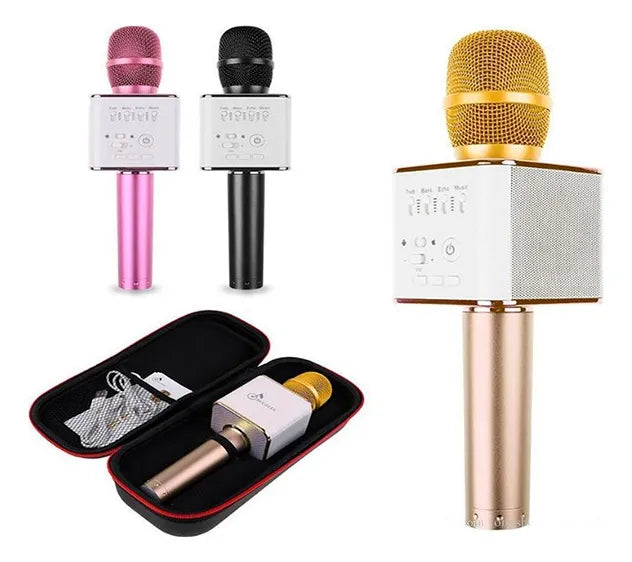 Microfono Inalambrico Karaoke Recargable Con Luz Led Color ! Color Amarillo