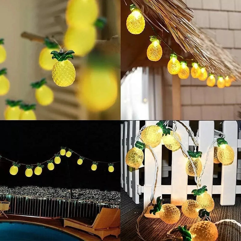 Instalación Hawaiana Luces Led Piña Lineal Portátil Fiestas Amarillo
