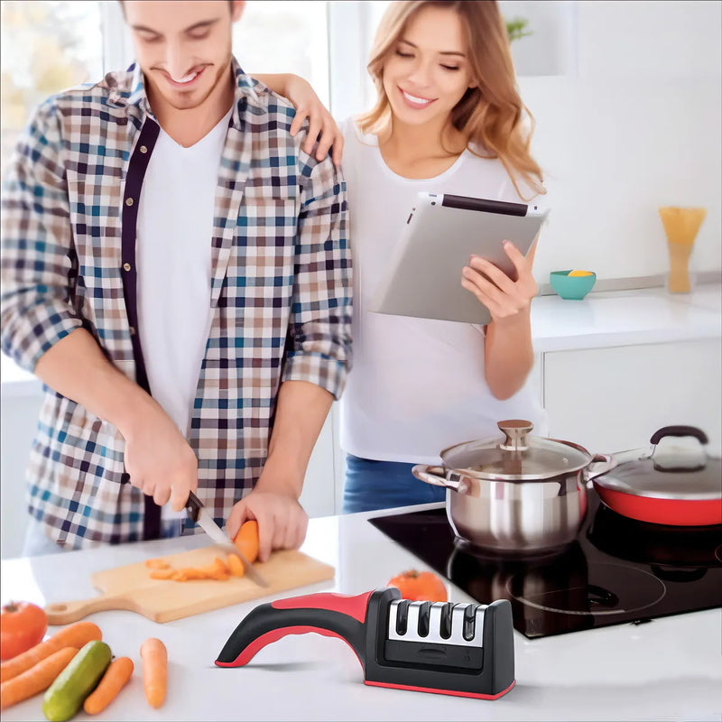 Afilador De Cuchillos Pro Multifuncional Ergonómico Cocina Color Negro