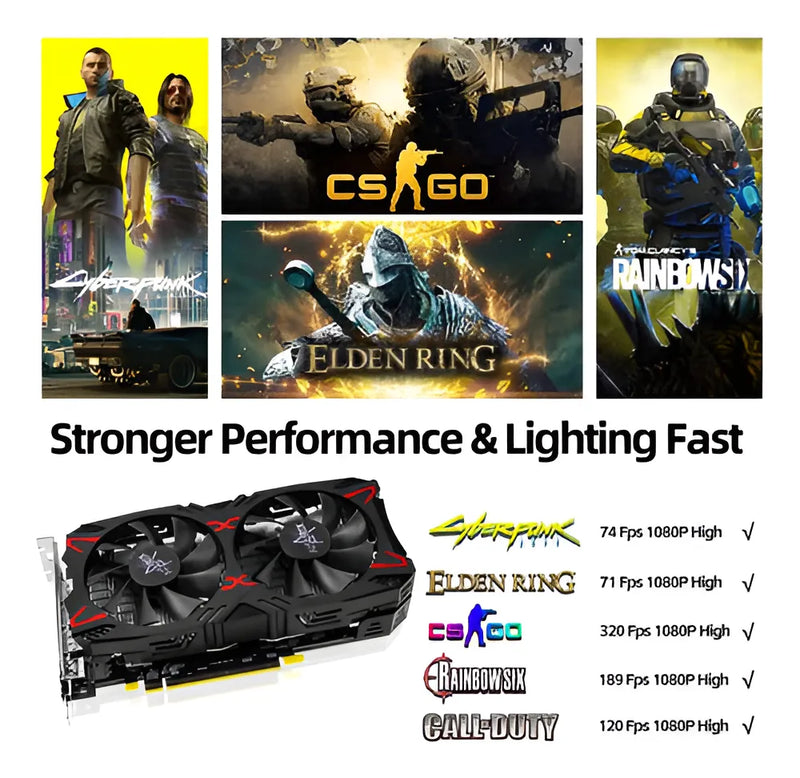 Tarjeta Grafica Aisurix Radeon Rx 5500 Xt De 8 Gb Gddr6 12