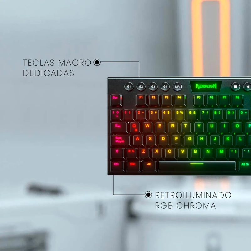 Teclado Gamer Redragon Horus Fs K619 Rgb Switch Rojo Color del teclado Negro Idioma Español Latinoamérica