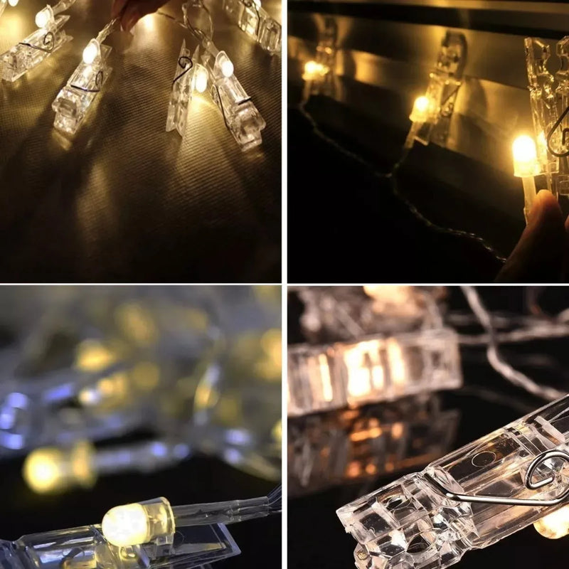 Luz Led Pinza Fotos X10 Luces Gancho Extensión Decorativa A