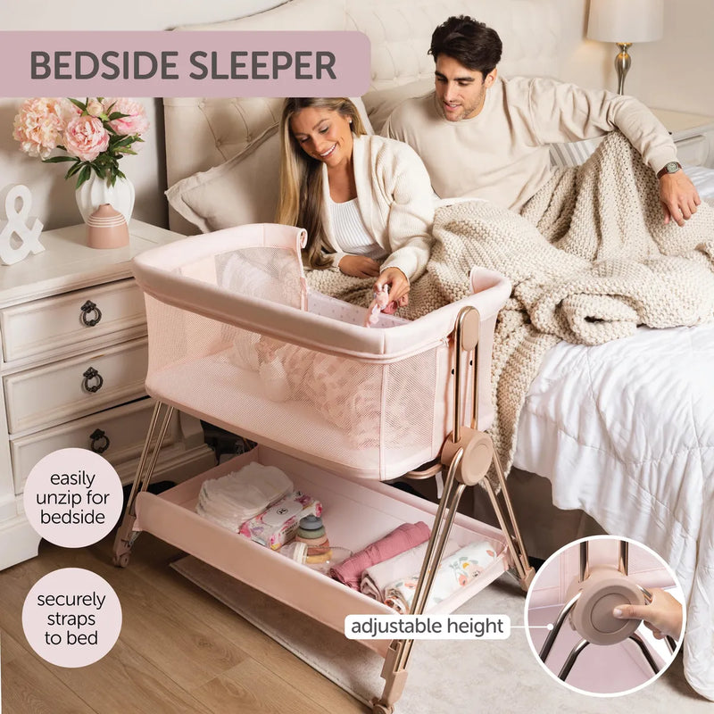 Cama De Noche Para Bebé Moisés Cuna Con Ajuste Y Ruedas Rosa