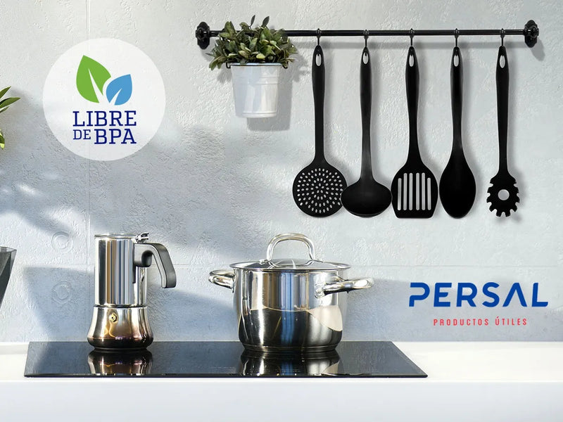 Persal - Set Utensilios Cocina X5 Cucharones Resistente 200c Negro