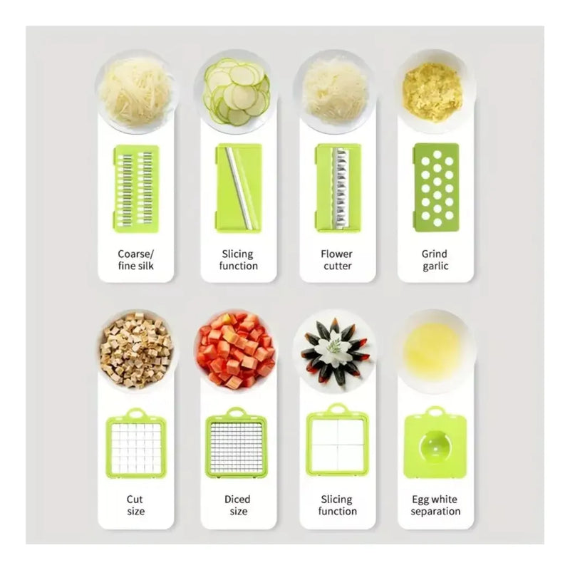 Cortador De Verduras Mandolina 28 En 1 Rallador Rebanador Verde