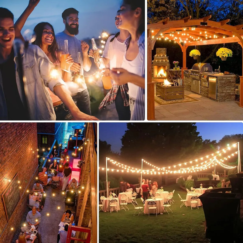 Guirnalda Extensión Luces Led Exterior Jardín 30mt 50bombill Amarillo