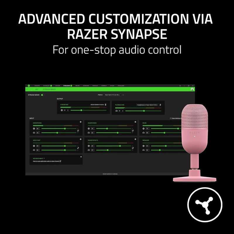 Micrófono Razer Seiren V3 Mini Ultra Compacto Usb Color Rosa