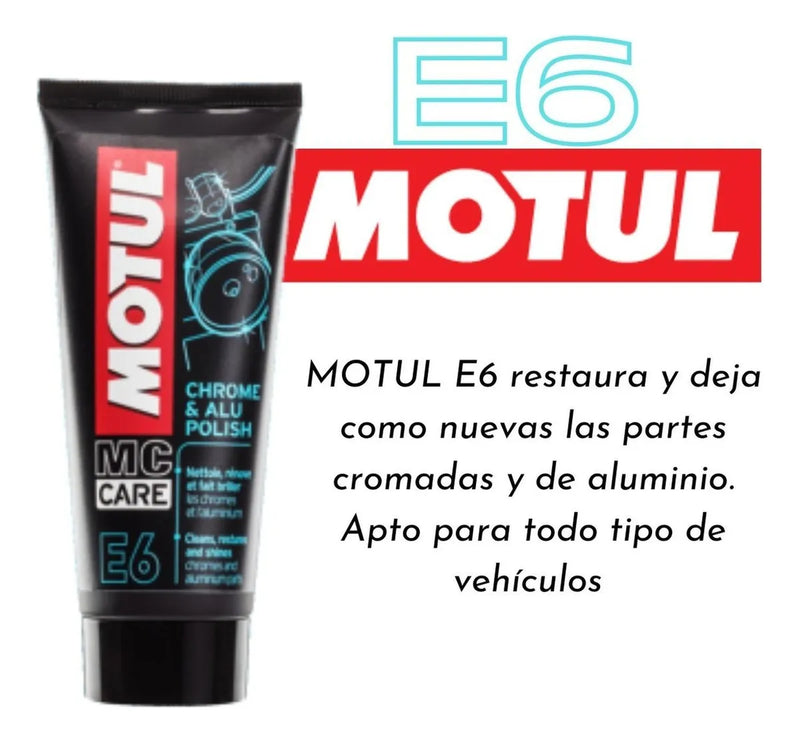Motul E6 Brillador Partes Cromadas + Shampoo Autobrillante