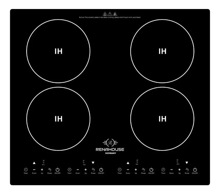 Estufa De Inducción 4 Puestos Estufa Empotrable Digital Cristal Negro
