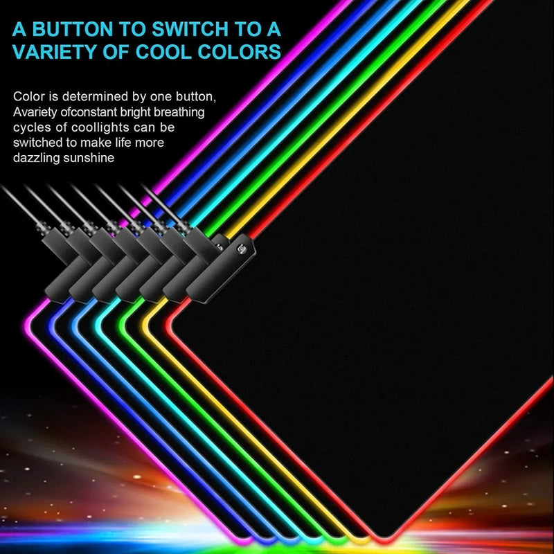 Mouse Pad Gamer Rgb Led 30x80cm Tapete Almohadilla Grande Negro