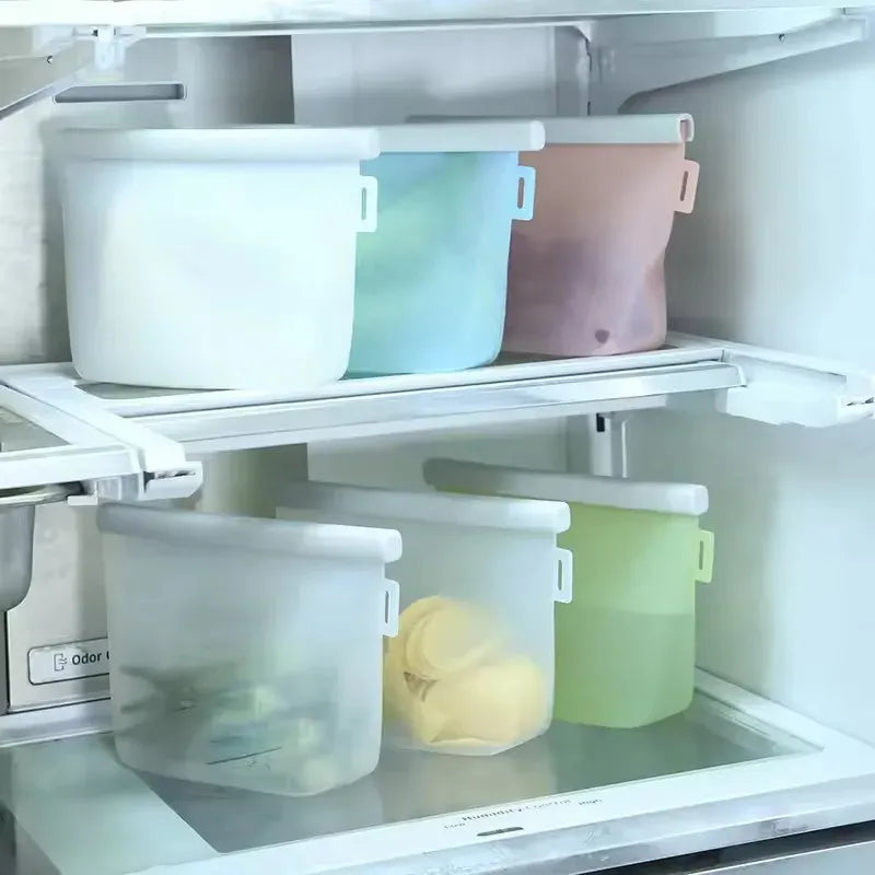 5 Bolsas De Silicona Grado Alimenticio Para Leche Materna