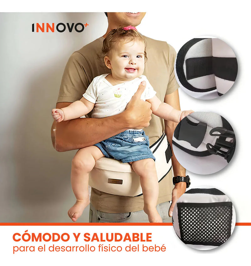 Cargador Canguro De Cintura Ergonómico Para Bebes Niños De 0 A 4 Años Comodo Innovo Beige