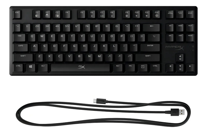 Teclado gamer HyperX Alloy QWERTY Red inglés US color negro con luz RGB