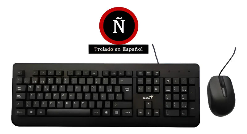 Kit de teclado y mouse Alámbrico Genius KM-160 de color negro- En español