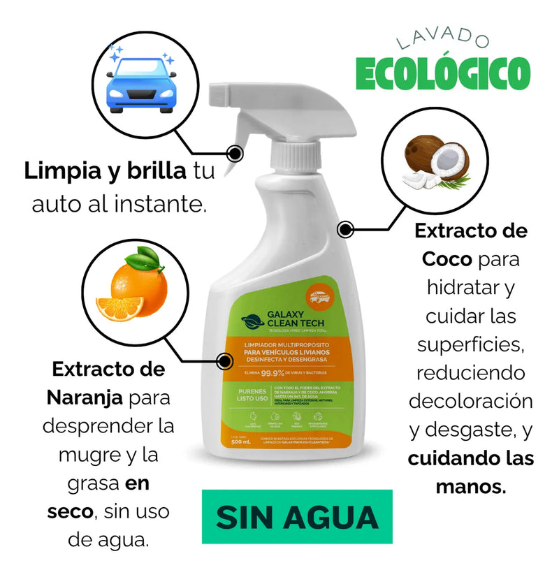 Lavado En Seco Automotriz Biodegradable Galaxy Clean 500ml