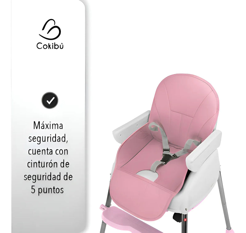 Silla Comedor Para Bebe 3 En 1 color Rosa SBEBE-1RS