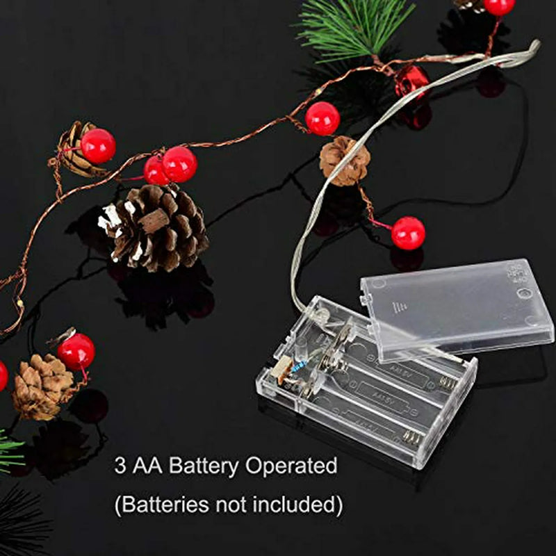 Guirnalda Navideña Artiflr 6 7ft Con Luces Led Y Berries Roj