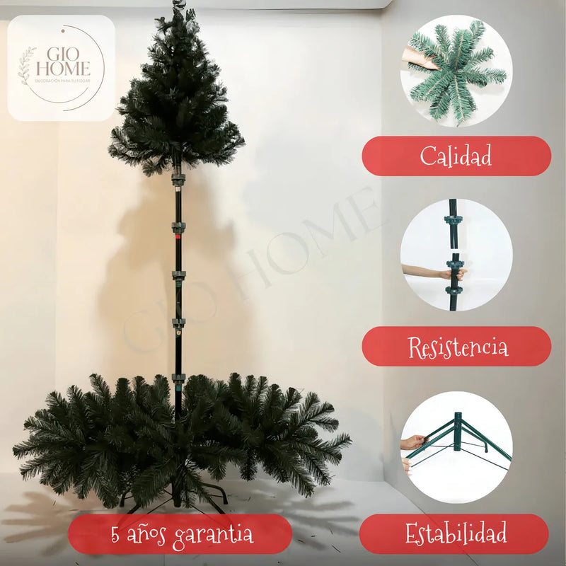Arbol De Navidad Arizona 1.80m 736 Puntas Gio Home Pino Navideño Look Natural Base Metalica Artificial Para Decoracion Con Bolas Adornos Extension Cintas Bombillos Botas Campanas Luces Estrella Noel