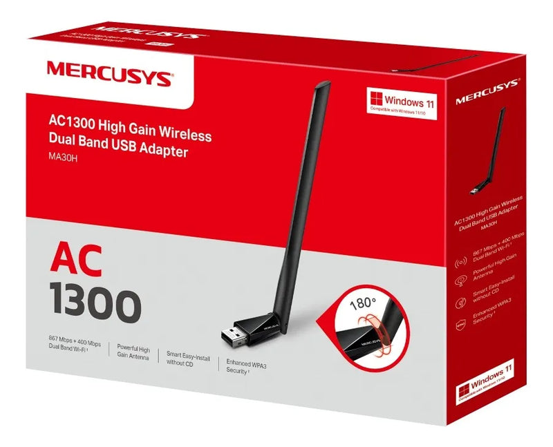 Adaptador Usb Wifi Mercusys Dual Band Ac1300 5.4 Y 2.4 Ma30h