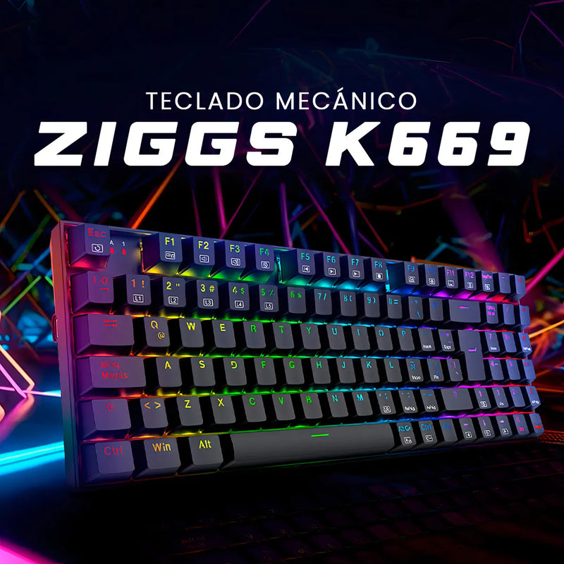 Teclado Gamer Redragon Ziggs K669-rgb Alámbrico, Español, Negro, Red Switch