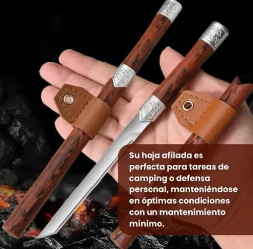 Cuchillo Ultra Afilado En Acero Inoxidable Carnicero Chef Marrón Oscuro