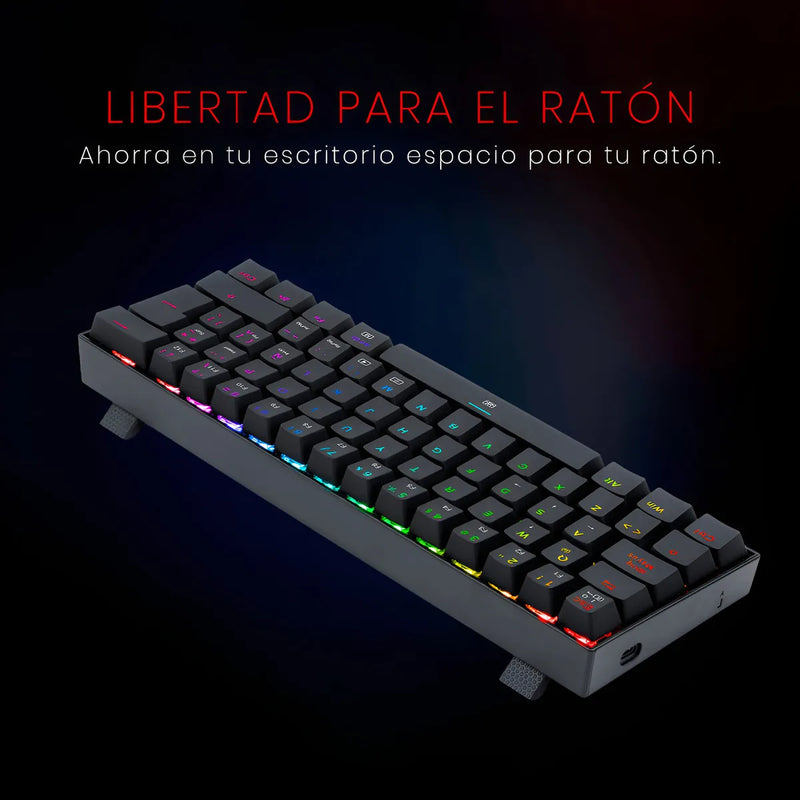 Teclado Dragonborn K630 Qwerty Red Negro Con Luz Rgb Españo Idioma Español Latinoamérica Color Del Teclado Negro