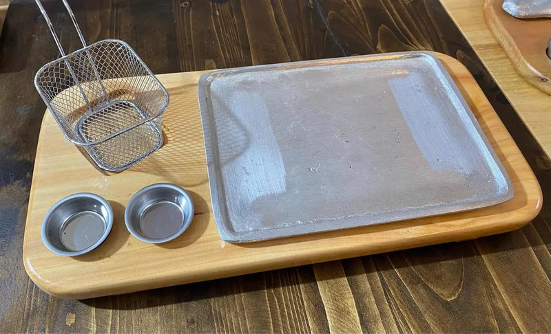 Tabla Para Churrasco Carnes Con Canastilla Nuevas Pino Liso Amarillo