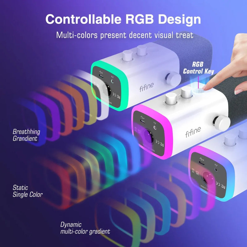 Micrófono Fifine XLR AM8 Dinámico Cardioide color blanco