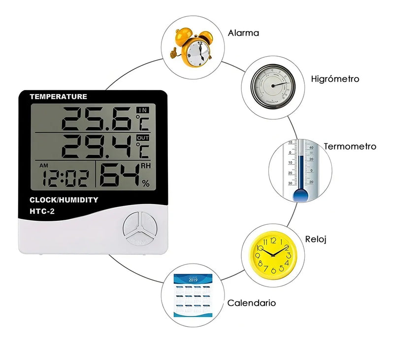 Ker Germany reloj termohigrometro digital sonda temperatura humedad Htc2 incluye calibración