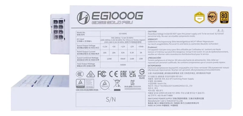 Fuente De Poder Lian Li 1000w Atx Edge Gold Blanco Modular