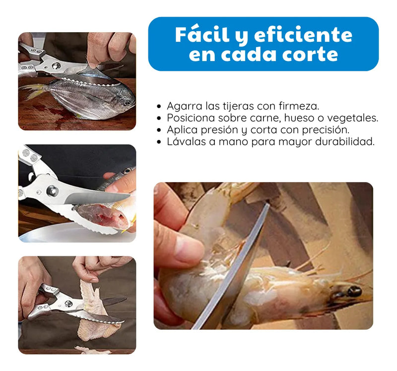 Tijeras De Acero Inoxidable Cocina Cortar Pollo Multiusos Plateado