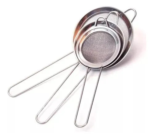 Juego De Coladores Metálicos X3pcs De Cocina Tamizador Acero