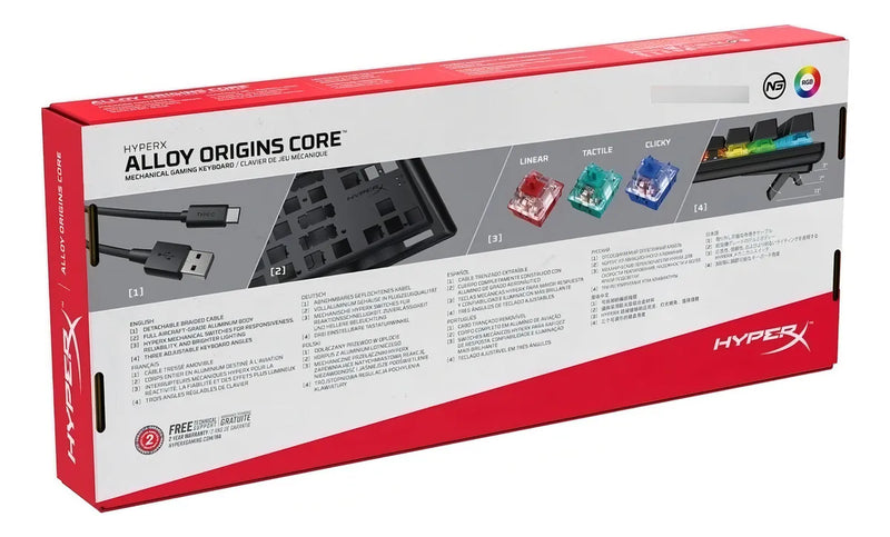 Teclado gamer HyperX Alloy QWERTY Red inglés US color negro con luz RGB