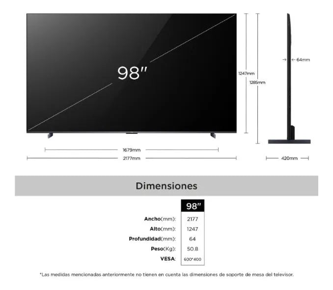 Tv Tcl 98 248.9 Cm 98p8k 4k-uhd Qled Smart Tv Google