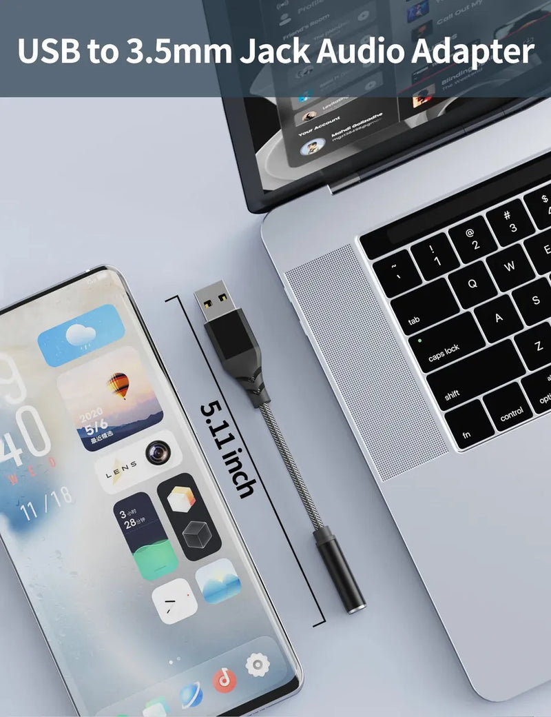 Adaptador De Audio Usb A Conector De 0.138 In, Tarjeta De So