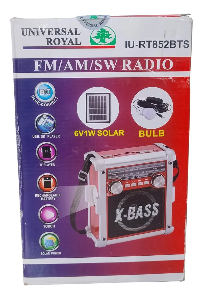 Radio Recargable Panel Solar Am Fm Sw Bluetooth Linterna Led