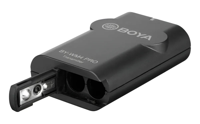 Micrófono inalámbrico de solapa Boya Bywm4 para smartphone y cámara, color negro