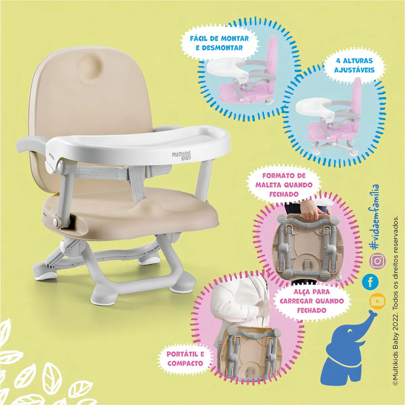 Silla elevadora de alimentación Peanuts de 6 a 15 kg, color rosa Bb108