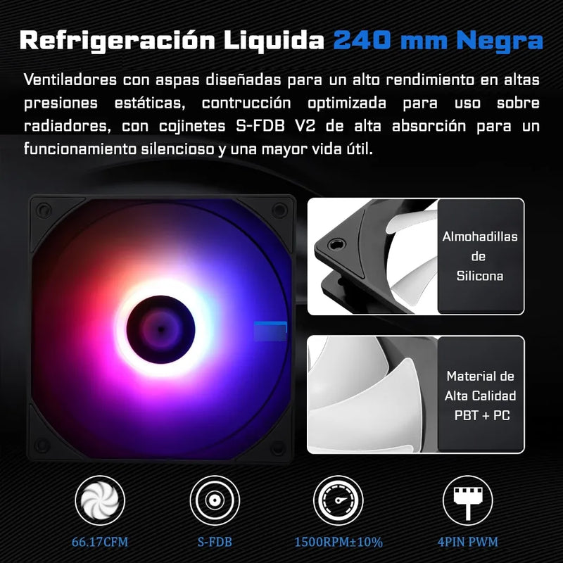Enfriamiento Liquido Ta Pc Cpu 240mm Argb Lga 1700 Am5 Am4