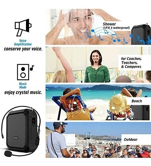 Shidu Amplificador De Voz Con Bluetooth 18 W Con Microfono C Black