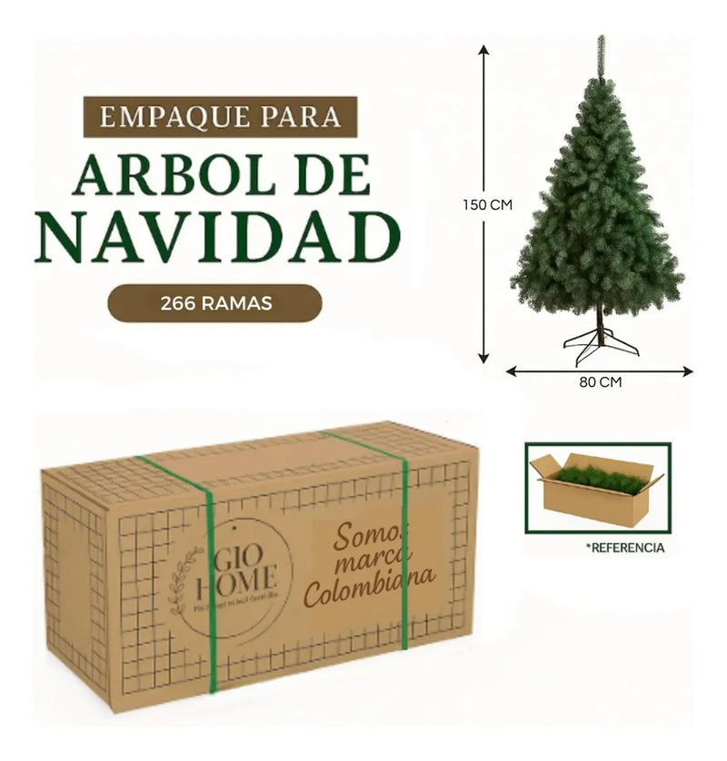 Árbol Navideño Montañes 1.50m Para Guirnalda Luces Bolas Verde