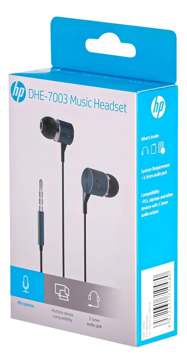Audifonos Hp Dhe-7003 In Ear Auriculares Manos Libres Color Negro