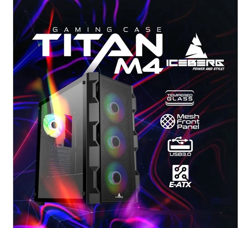 Caja Atx Iceberg Titan M4 Gamer 6x Ventilador Argb Mesh Eatx