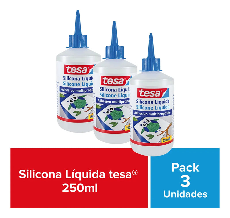Pack X3 Und De Silicona Liquida 250 Ml Tesa Sin Color